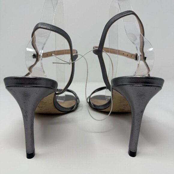 Stuart Weitzman Starla Strappy Sandal Heels Women's 9 Gunmetal Dark Silver NWOB - Picture 8 of 14